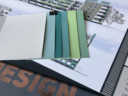 Moodboard Farbauswahltafeln für Fassade