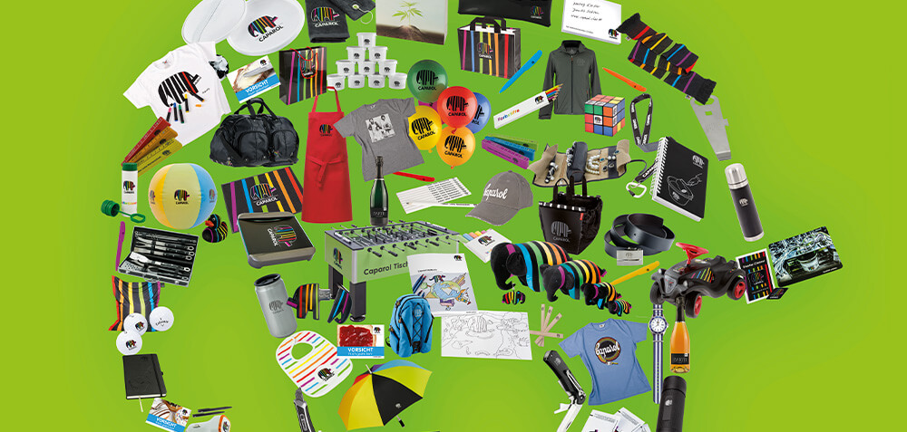 Verschiede Caparolprodukte auf grünem Hintergrund