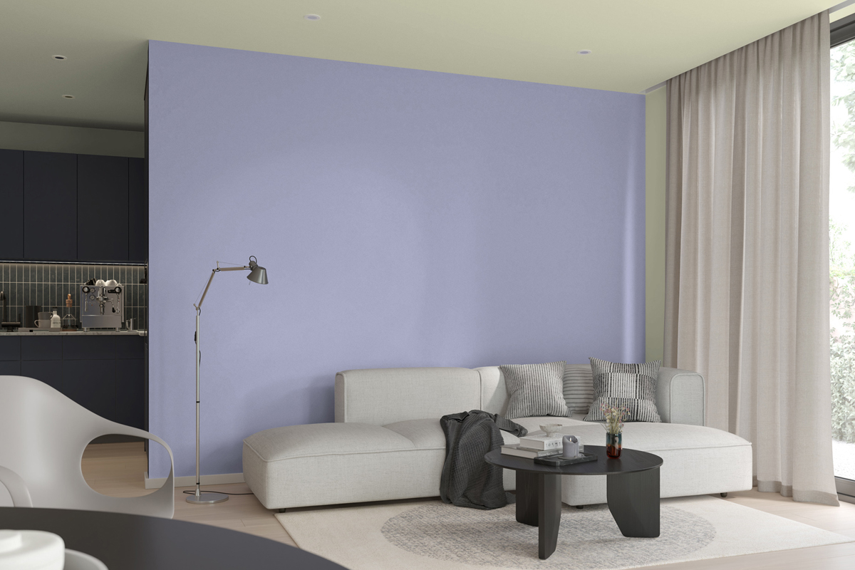 Wohnzimmer mit der kreative Oberfläche Antik Aquarell in COSMIC LIGHT und  3D Jade 85 mit 3D Saphir 35